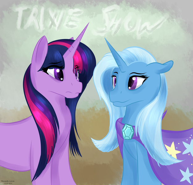 Size: 1940x1860 | Tagged: safe, artist:renarde-louve, derpibooru import, trixie, twilight sparkle, pony, unicorn, unicorn twilight