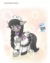 Size: 860x1080 | Tagged: safe, artist:howxu, derpibooru import, octavia melody, vinyl scratch, pony, blushing, camera, clothes, cropped, cute, female, lesbian, maid, mare, octamaid, scratchtavia, shipping, solo, tavibetes