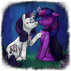 Size: 400x400 | Tagged: artist:arcticwaters, derpibooru import, fanfic art, fanfic:the enchanted kingdom, fanfic:the enchanted library, female, lesbian, rarilight, rarity, safe, shipping, twilight sparkle