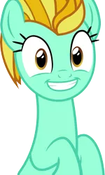 Size: 3590x5985 | Tagged: safe, artist:surprisepi, derpibooru import, lightning dust, pony, cute, dustabetes, grin, happy, high res, simple background, smiling, solo, transparent background, vector, wingless