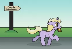 Size: 1422x965 | Tagged: safe, artist:gogglesparks, derpibooru import, dinky hooves, pony, unicorn, atg 2018, female, filly, newbie artist training grounds, schoolgirl toast, solo