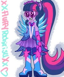 Size: 1024x1229 | Tagged: safe, artist:xxfluffypachirisuxx, derpibooru import, sci-twi, twilight sparkle, equestria girls, legend of everfree, clothes, crystal guardian, crystal wings, ponied up, scitwilicorn, simple background, solo, transparent background
