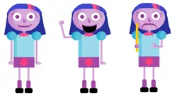 Size: 980x524 | Tagged: safe, artist:logan jones, derpibooru import, twilight sparkle, equestria girls, angry, baldi's basics in education and learning, clothes, female, leg warmers, ruler, shoes, skirt, smiling, style emulation, stylistic suck, waving