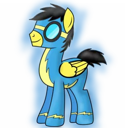 Size: 768x768 | Tagged: safe, artist:thunder burst, derpibooru import, oc, oc:thunder burst, pegasus, pony, black outlines, clothes, glow, goggles, male, simple background, solo, stallion, transparent background, uniform, wonderbolts, wonderbolts uniform