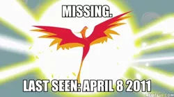 Size: 600x337 | Tagged: a bird in the hoof, derpibooru import, edit, edited screencap, image macro, meme, missing, philomena, phoenix, safe, screencap, spread wings, text, wings