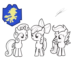 Size: 3000x2500 | Tagged: safe, artist:dsonic720, derpibooru import, apple bloom, scootaloo, sweetie belle, earth pony, pegasus, pony, unicorn, cutie mark crusaders, female, filly, group, lineart, simple background, transparent background, trio