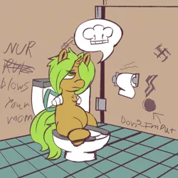 Size: 900x900 | Tagged: suggestive, artist:mattdrawstoons, derpibooru import, oc, oc:daisy chain, oc:plasma heart, oc:red dive, unofficial characters only, diamond dog, pony, unicorn, amputee, bathroom stall, broken horn, burned, but why, comic, cyoa, cyoa:space frontier, description is relevant, dialogue, space, story included, toilet