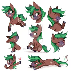 Size: 800x800 | Tagged: safe, artist:ipun, derpibooru import, oc, oc:jaeger, oc:jaeger sylva, unofficial characters only, earth pony, pony, blushing, deviantart watermark, eyes closed, heart, male, obtrusive watermark, one eye closed, solo, stallion, watermark, wink