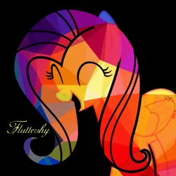 Size: 1300x1300 | Tagged: artist needed, black background, cute, derpibooru import, eyes closed, female, fluttershy, safe, shyabetes, simple background, solo, source needed, yay