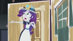 Size: 1280x720 | Tagged: safe, derpibooru import, screencap, rarity, equestria girls, equestria girls series, opening night, clothes, costume, marshmelodrama, selfie soot, solo