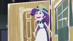 Size: 1280x720 | Tagged: safe, derpibooru import, screencap, rarity, equestria girls, equestria girls series, opening night, clothes, costume, selfie soot, solo