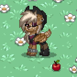 Size: 252x252 | Tagged: safe, derpibooru import, oc, oc:cherry mocaccino, unofficial characters only, bat deer, deer, deer pony, original species, pony, pony town, animated, apple, boots, bracelet, clothes, cute, dancing, ear piercing, earring, eyeshadow, female, food, gif, hat, jewelry, makeup, one eye closed, piercing, pixel art, shoes, stockings, thigh highs, tongue out