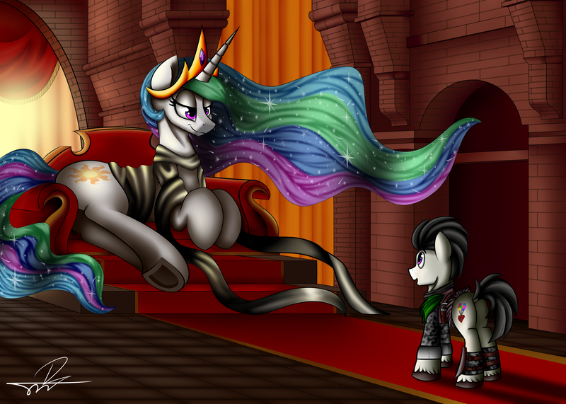 Size: 3150x2250 | Tagged: safe, artist:supermoix, derpibooru import, princess celestia, oc, oc:pipe dream, alicorn, earth pony, pony, butt, dark souls, female, flowing mane, gwynevere, male, mare, plot, praise the sun, princess of sunlight, resting, stallion