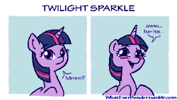 Size: 500x281 | Tagged: safe, artist:whateverbender, derpibooru import, twilight sparkle, twilight sparkle (alicorn), alicorn, pony, animated, awkward, blushing, context in source, cropcon, cropped, cute, dialogue, explicit source, frame by frame, line boiling, smiling, solo, squigglevision, twiabetes