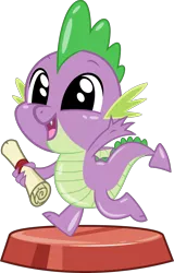 Size: 2069x3227 | Tagged: safe, artist:phucknuckl, derpibooru import, spike, dragon, my little pocket ponies, baby, baby dragon, cute, dawwww, figurine, holding, male, pocket ponies, running, scroll, simple background, smiling, solo, spikabetes, transparent background, winged spike, wings