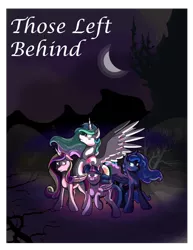 Size: 1024x1323 | Tagged: safe, artist:moonlightfan, derpibooru import, princess cadance, princess celestia, princess luna, twilight sparkle, twilight sparkle (alicorn), alicorn, pony, fanfic, alicorn tetrarchy, crescent moon, fanfic art, fanfic cover, moon, wasteland