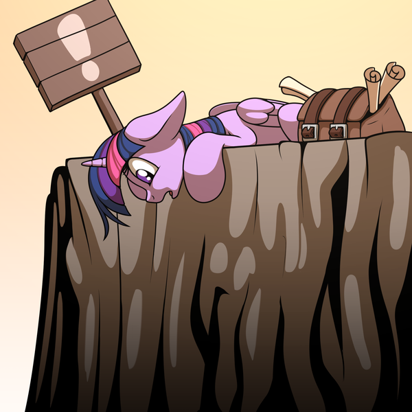 Size: 2000x2000 | Tagged: safe, artist:ohemo, derpibooru import, twilight sparkle, twilight sparkle (alicorn), alicorn, pony, atg 2018, cliff, female, looking down, mare, newbie artist training grounds, satchel, scroll, solo, warning sign