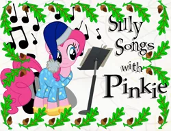 Size: 1006x768 | Tagged: artist needed, clothes, derpibooru import, edit, hat, holly leaves, nightcap, pajamas, pinkie pie, safe, silly songs, silly songs with pinkie, veggietales