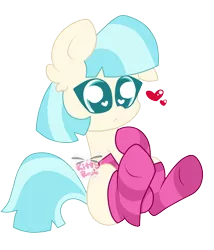 Size: 2976x3472 | Tagged: safe, artist:kittyrosie, derpibooru import, coco pommel, earth pony, pony, clothes, cocobetes, cute, female, heart eyes, mare, simple background, socks, solo, striped socks, transparent background, wingding eyes