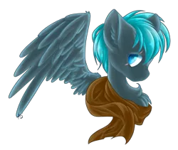 Size: 3687x3109 | Tagged: safe, alternate version, artist:ether-akari, derpibooru import, oc, oc:alternate, unofficial characters only, pegasus, pony, bust, clothes, male, scar, scarf, simple background, solo, transparent background