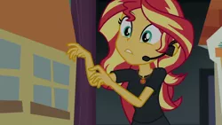 Size: 1280x720 | Tagged: safe, derpibooru import, screencap, sunset shimmer, equestria girls, equestria girls series, opening night, geode of empathy, opening night: twilight sparkle, pantomime, solo
