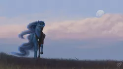 Size: 2205x1240 | Tagged: safe, artist:bluespaceling, derpibooru import, princess luna, alicorn, horse, pony, female, hoers, mare, realistic, realistic anatomy, realistic horse legs, solo, trotting