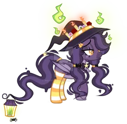 Size: 1024x1000 | Tagged: safe, artist:inkyy-kiwi, derpibooru import, oc, bat pony, pony, clothes, deviantart watermark, female, hat, mare, obtrusive watermark, simple background, socks, solo, striped socks, transparent background, watermark, witch hat