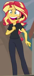 Size: 300x663 | Tagged: safe, derpibooru import, screencap, sunset shimmer, equestria girls, equestria girls series, opening night, cropped, director shimmer, faic, female, headset, opening night: sunset shimmer, solo