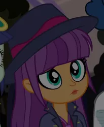 Size: 500x610 | Tagged: safe, derpibooru import, screencap, ginger owlseye, equestria girls, equestria girls series, opening night, cropped, cute, fedora, female, hat, owlabetes