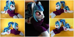 Size: 2000x1000 | Tagged: safe, artist:burgunzik, derpibooru import, sonata dusk, ponified, pony, irl, photo, plushie, prone, solo