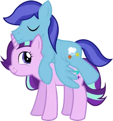 Size: 1595x1714 | Tagged: safe, artist:electrochoc, derpibooru import, starlight glimmer, oc, oc:sierra nightingale, pegasus, pony, unicorn, canon x oc, glimmgale, self insert, simple background, sleeping, transparent background, vector