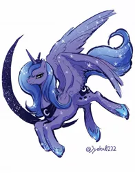 Size: 966x1235 | Tagged: safe, artist:jyoka0222, derpibooru import, princess luna, alicorn, pony, crown, female, jewelry, mare, moon, regalia, solo