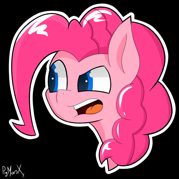 Size: 3000x3000 | Tagged: safe, artist:pigmanxx, derpibooru import, pinkie pie, earth pony, pony, black background, female, mare, simple background, solo