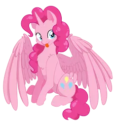 Size: 3094x3291 | Tagged: safe, artist:jellynut, derpibooru import, pinkie pie, alicorn, pony, :p, alicornified, chest fluff, cute, diapinkes, female, fluffy, mare, pinkiecorn, race swap, raspberry, silly, silly pony, simple background, solo, tongue out, transparent background, xk-class end-of-the-world scenario