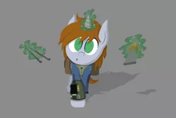 Size: 1920x1280 | Tagged: safe, artist:thistledsky, derpibooru import, oc, oc:littlepip, unofficial characters only, pony, unicorn, fallout equestria, fanfic, bobby pin, clothes, curious, fanfic art, female, glowing horn, gray background, hooves, horn, levitation, lineless, lockpicking, looking at you, magic, mare, pipbuck, saddle bag, screwdriver, simple background, solo, telekinesis, vault suit