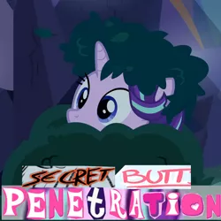 Size: 962x962 | Tagged: suggestive, derpibooru import, edit, edited screencap, screencap, starlight glimmer, pony, unicorn, to where and back again, bushicorn, caption, cropped, expand dong, exploitable meme, image macro, implied anal, implied sex, meme, secret butt fun, solo