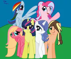 Size: 1024x844 | Tagged: safe, artist:besterismoon13, derpibooru import, oc, oc:apple melody, oc:balloon heart, oc:rainbolt, oc:shyflower, oc:sky city, oc:starry magic, unofficial characters only, earth pony, pegasus, pony, unicorn, female, mare, next generation, offspring, parent:applejack, parent:big macintosh, parent:caramel, parent:comet tail, parent:fancypants, parent:fluttershy, parent:pinkie pie, parent:pokey pierce, parent:rainbow dash, parent:rarity, parent:soarin', parent:twilight sparkle, parents:carajack, parents:cometlight, parents:fluttermac, parents:pokeypie, parents:raripants, parents:soarindash