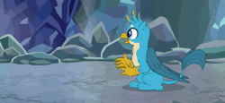 Size: 1673x767 | Tagged: safe, derpibooru import, screencap, gallus, silverstream, classical hippogriff, gryphon, hippogriff, what lies beneath, animated, cute, diastreamies, duo, female, gallabetes, glomp, hug, male, shipping fuel, weapons-grade cute
