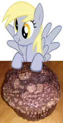 Size: 967x1885 | Tagged: artist:ponylover88, brown, derpibooru import, derpy hooves, food, muffin, photoshop, safe, scrunchy face, simple background, transparent background