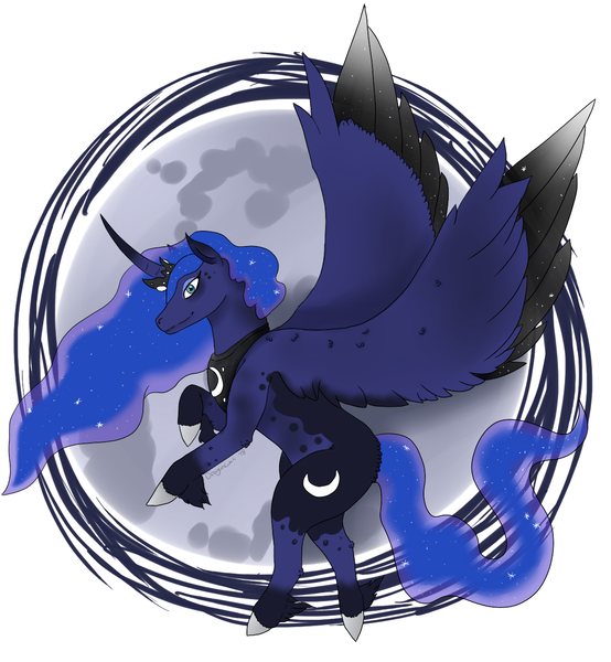 Size: 1200x1300 | Tagged: safe, artist:dragoncuali, derpibooru import, princess luna, alicorn, pony, female, mare, moon, simple background, solo, white background