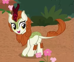 Size: 547x459 | Tagged: autumn blaze, cropped, derpibooru import, female, flower, kirin, plot, safe, screencap, solo, sounds of silence