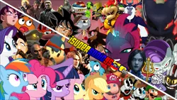 Size: 1280x720 | Tagged: alicorn, applejack, artist:isupersonic95, bowser, crash bandicoot, crossover, crossover shipping, cuphead, cuphead (character), derpibooru import, doctor eggman, doctor neo cortex, edit, editor:isupersonic95, female, fluttershy, god of war, goku, infinite (character), king dice, kratos, luigi, luigidash, luigishy, luitwi, male, mane six, maridash, mario, mariopie, marioshy, master chief, mugman, my little pony: the movie, nyan cat, pinkie pie, rainbow dash, rarity, safe, shadow the hedgehog, shipping, sonic forces, sonic the hedgehog, sonic the hedgehog (series), spoiler:my little pony the movie, storm king, straight, super mario bros., tempest shadow, the devil, twilight sparkle, twilight sparkle (alicorn), wallpaper