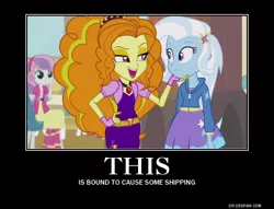 Size: 750x574 | Tagged: safe, artist:scarecrow113, derpibooru import, adagio dazzle, sweetie belle, trixie, equestria girls, rainbow rocks, demotivational poster, female, lesbian, meme, shipping, triagio