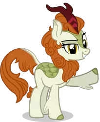 Size: 884x1076 | Tagged: artist:raindashesp, autumn blaze, derpibooru import, kirin, looking at you, raised eyebrow, raised hoof, safe, simple background, solo, sounds of silence, transparent background, vector