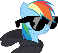 Size: 6000x5400 | Tagged: safe, artist:dasduriel, derpibooru import, rainbow dash, pony, .ai available, .psd available, absurd resolution, clothes, cool, hoodie, simple background, solo, sunglasses, swag, transparent background, vector