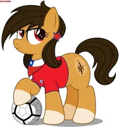 Size: 5185x5500 | Tagged: safe, artist:an-tonio, derpibooru import, oc, oc:chilenia, ponified, pony, absurd resolution, ball, chile, clothes, football, nation ponies, shirt, simple background, solo, sports, transparent background