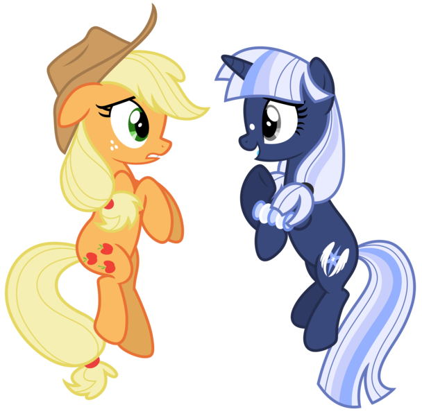 Size: 9669x9549 | Tagged: safe, artist:estories, derpibooru import, applejack, oc, oc:silverlay, pony, unicorn, absurd resolution, canon x oc, female, lesbian, mare, shipping, silverjack, simple background, transparent background, vector