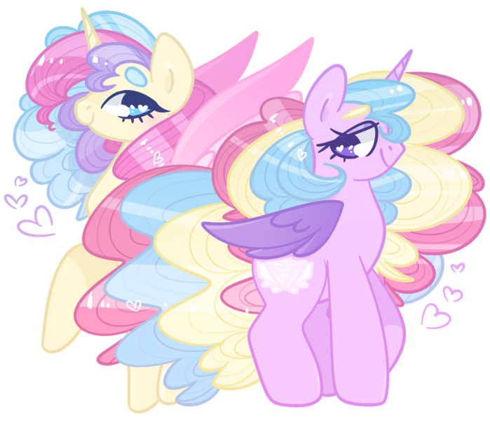 Size: 1280x1098 | Tagged: safe, artist:euphoriapony, derpibooru import, princess gold lily, princess sterling, alicorn, pony, duo, simple background, transparent background