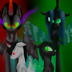 Size: 512x512 | Tagged: artist:xxthenovawolfxx, changepony, chrysombra, derpibooru import, family, female, hybrid, interspecies offspring, king sombra, male, offspring, parent:king sombra, parent:queen chrysalis, parents:chrysombra, queen chrysalis, safe, shipping, straight