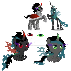 Size: 1024x1025 | Tagged: safe, artist:theliondemon-kaimra, derpibooru import, king sombra, queen chrysalis, changepony, hybrid, pony, baby, baby pony, chrysombra, female, interspecies offspring, male, offspring, parent:king sombra, parent:queen chrysalis, parents:chrysombra, shipping, simple background, sombra eyes, straight, transparent background